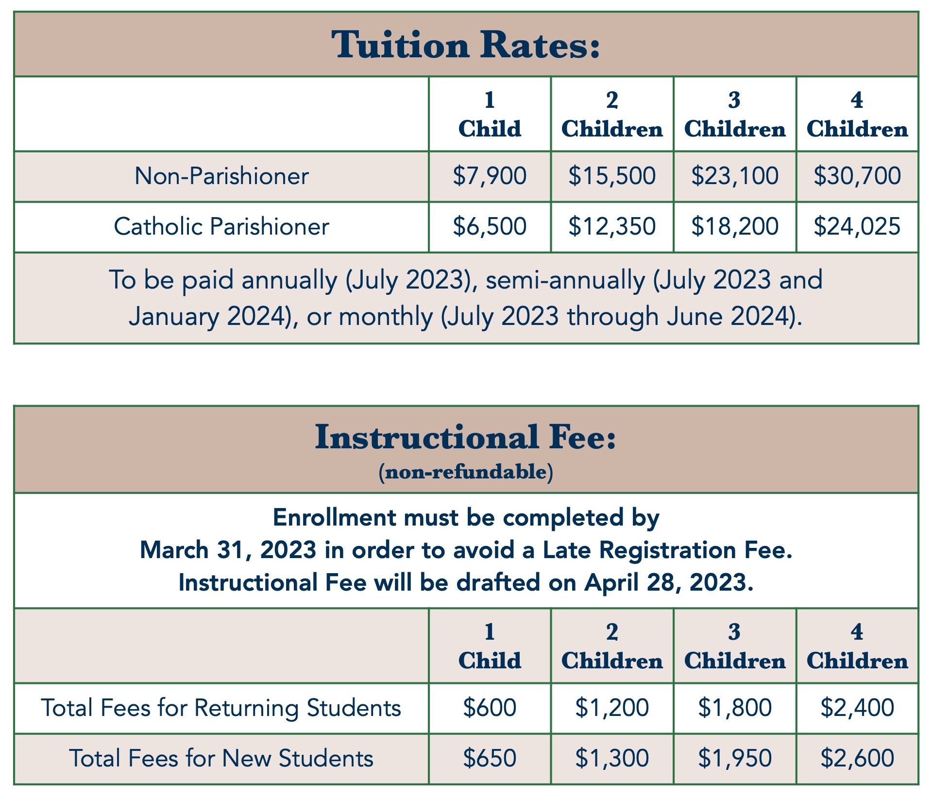 Tuition & Fees St. Andrew Catholic School